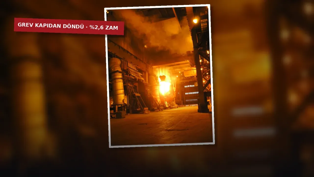 POSCO'nun Güney Kore'deki Gwangyang çelik fabrikasının genel görünümü; yanında kırmızı bilgi kartı.